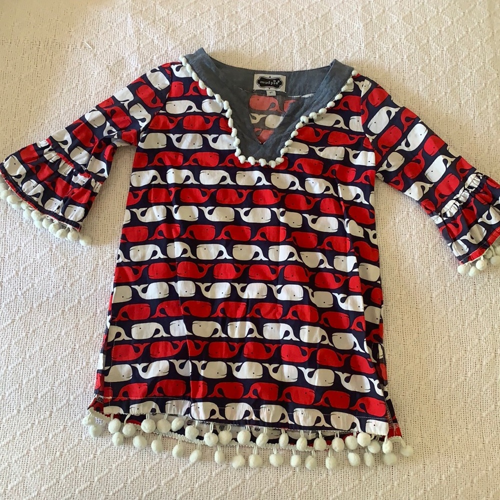 Whale pattern tassel cover up